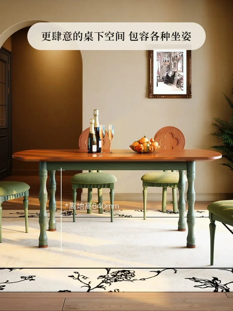 Solid wood 2026 new French retro small apartment household simple medium and ancient style dining table