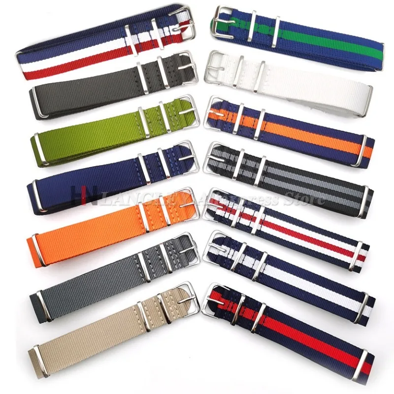 16mm 18mm 20mm 22mm Nylon Army Sports Band Fabric Belt Accessories Belt Pins Buckle Bands Black Watch Strap for Omega for Seiko image 2
