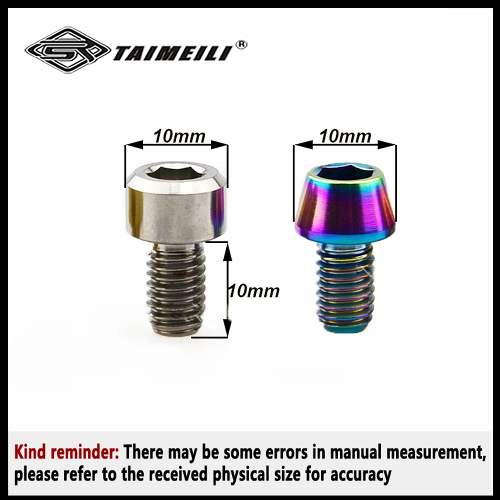 원통형 헤드 원추형 헤드 자전거 브레이크 라인 고정 나사, 티타늄 합금 나사, M6 x 10mm, 2 개, 4 개