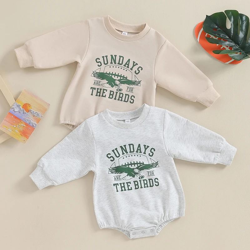 2023-10-09 Lioraitiin 0-18M Toddler Infant Baby Boys Sweatshirt Romper Letter&Eagle Print Round Neck Long Sleeve Bubble Clothes