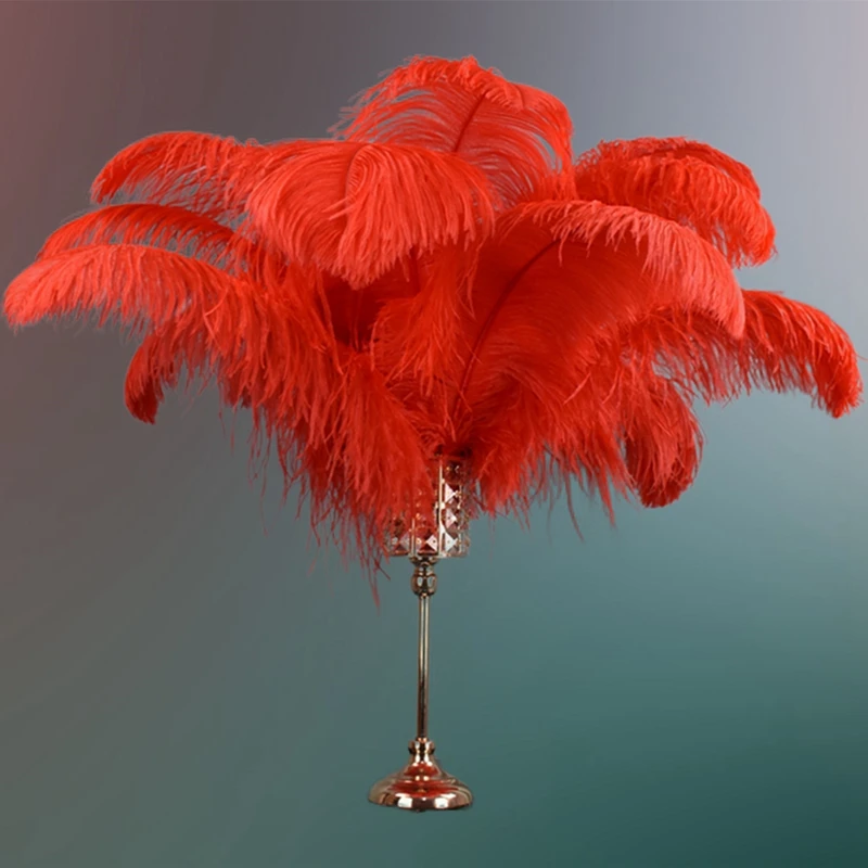 Red Ostrich Feather Plumes Decor 15-70cm Ostrich Feathers for Crafts Carnaval on The Middle of The Table Centerpieces Decorative