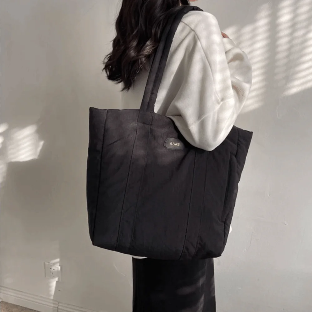 

Autumn Large Capacity Women Puffer Tote Bag Soft Casual Padding Handbag Cotton Korean Style Nylon Shoulder Bag Ladies/Girls