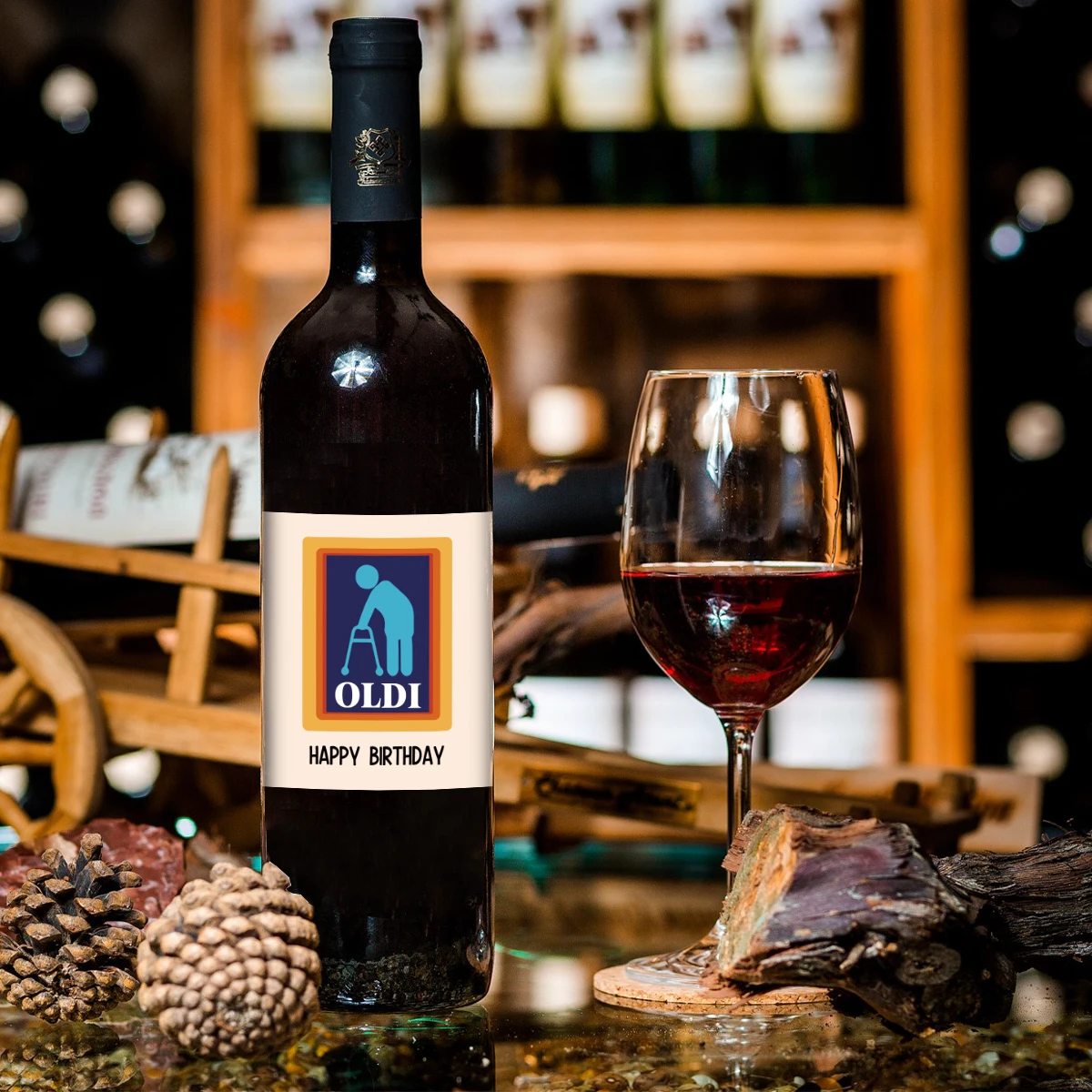 4pcs/pack Oldi Happy Birthday Wine Bottle Labels for Him Wine Gift labels for Men Dad Friend Funny Birthday Wine Bottle Stickers image 3