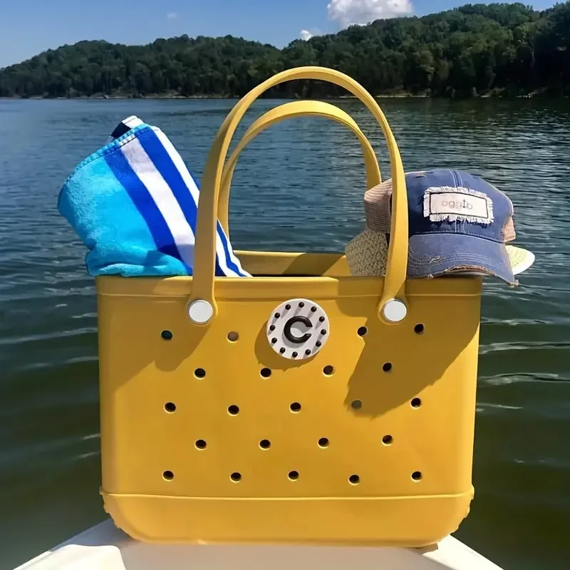 Medium Bogg Beach Bag EVA Rubber Waterproof Pool Shoulder Handbag Picnic Women Shopping Storage Basket  Tote Jelly Sac Bogg Bag