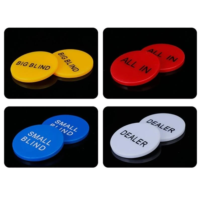 Q39E 4Pcs Small Blind Big Blind Dealer Buttons Cards Guard Chip Coin