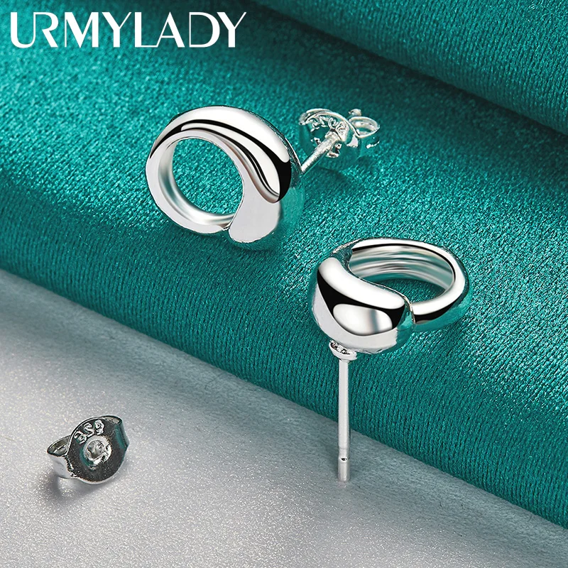 

URMYLADY 925 Sterling Silver Water Drop Hook Stud Earrings For Women Fashion Wedding Engagement Jewelry