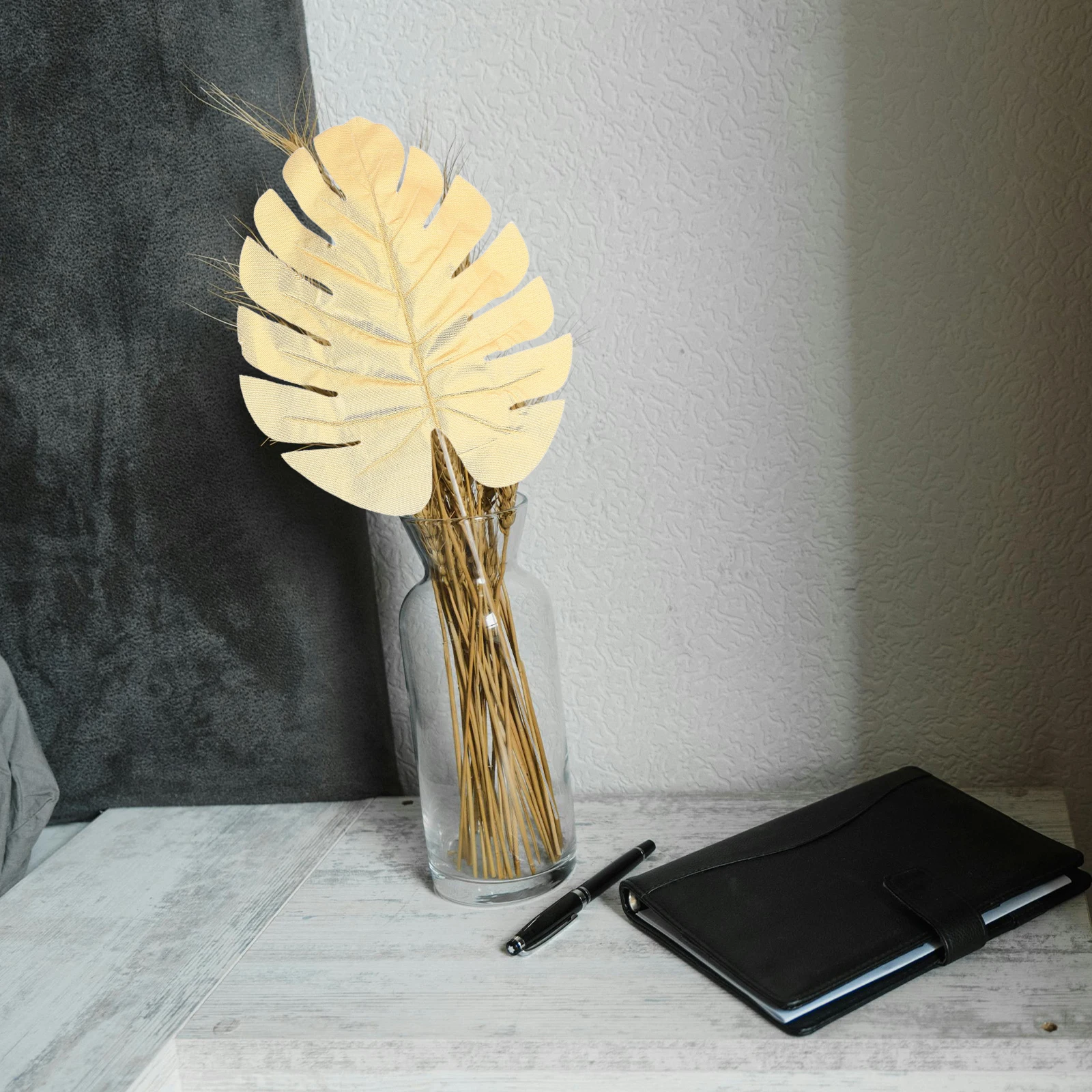 

20 pcs Golden Simulation Turtle Leaves Artificial Monstera Leaves Decorative Home Wedding Party Thickened Lifelike