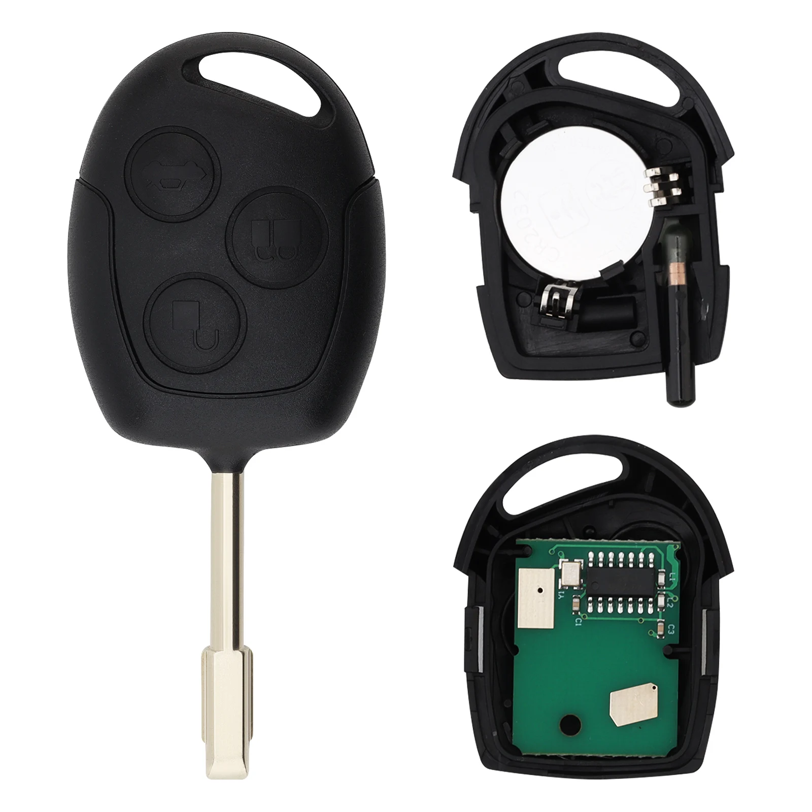 

3 Buttons Car Remote Key Fob Shell Fit for Ford Mondeo Fiesta KA Focus Transit Connect 433Mhz Keyless Entry Key Case 60 Chip