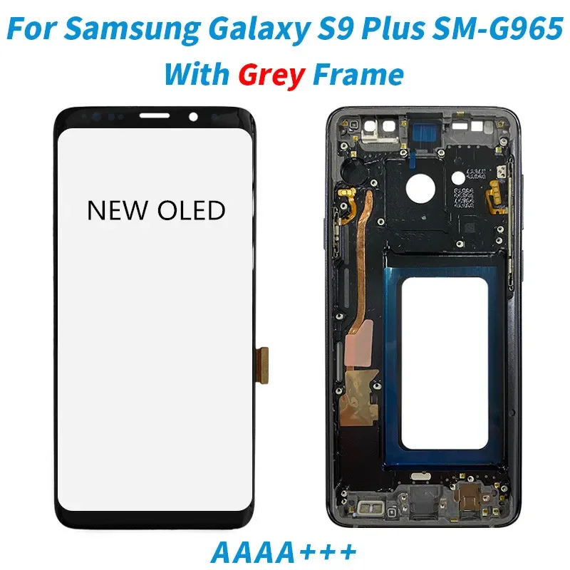 New Super OLED S9+ Plus Display For SAMSUNG Galaxy S9 PLUS G965F G965 LCD Display+ Touch Screen Digitizer Assembly with frame