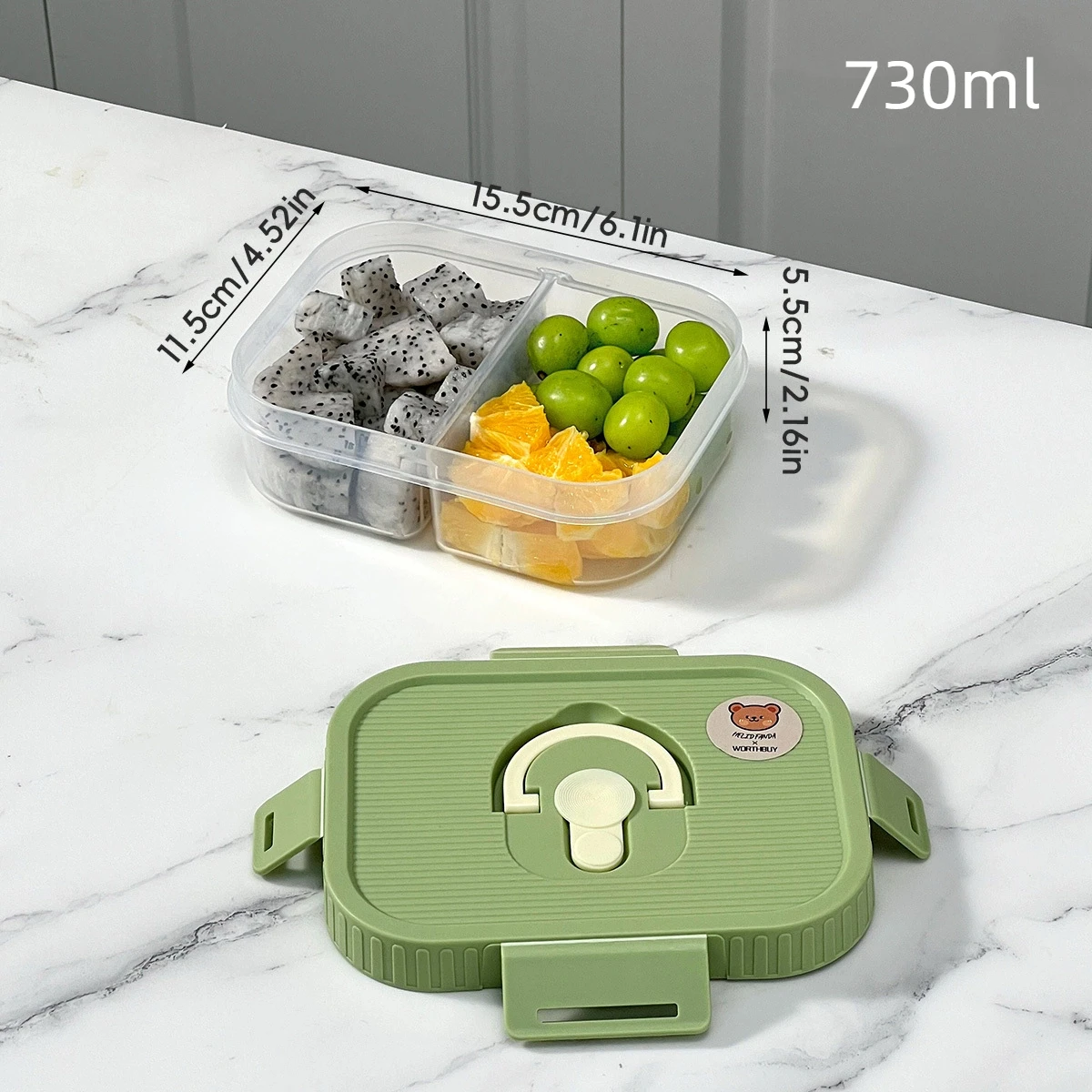 WORTHBUY Doorzichtig plastic compartiment Lunchbox Draagbare studenten Kids Bento Box Magnetronbestendig verzegelde lunchcontainer met handvat