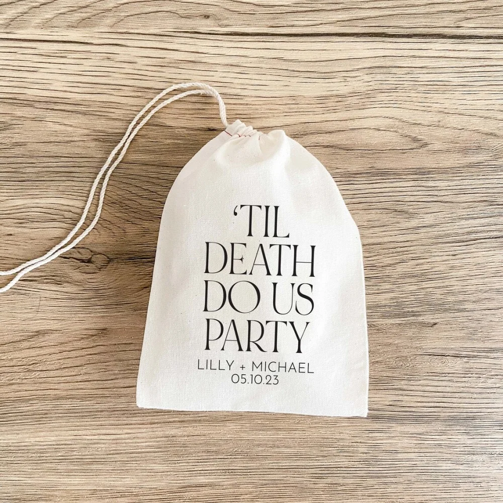 25 pezzi Til Death Do Us Party-Borse per bomboniere per ospiti di nozze-Kit per nascondere-Kit di recupero per nascosti-Kit di sopravvivenza-Borsa per bomboniere moderna-Borsa regalo