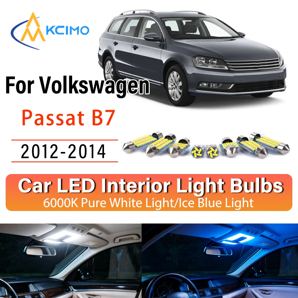 Kit de remplacement de lampes intérieures LED à éclat persistant pour Volkswagen Passat B7 2012-2014 : éclairage de dôme, de tableau de bord et de coffre, amélioration des lampes de cabine
