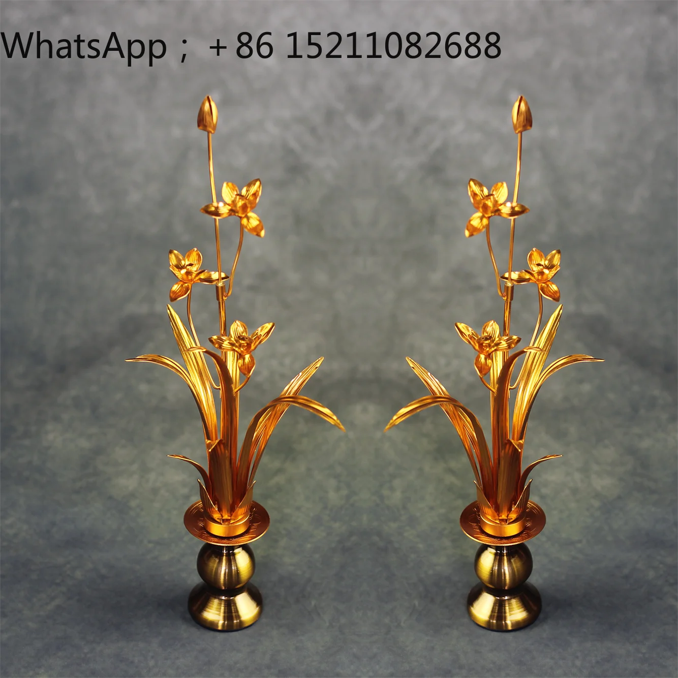 SCY orchid ornament study four treasures metal simulation lotus living room study office opening housewarming gifts