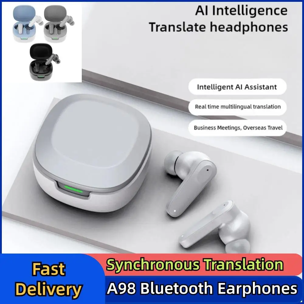 A98 Synchronous Translation Bluetooth Earphones AI Intelligent Language Translator Earbuds Instant Voice Translation For Travel