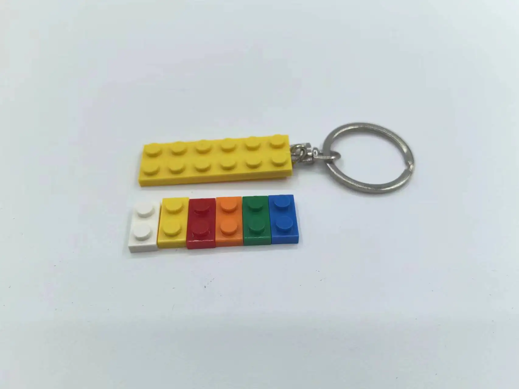 MOC Rainbow Colours DIY Keychain Compatible with legoed Buckle Key Ring Building Blocks Trinket Pendant Kids Toys Gifts