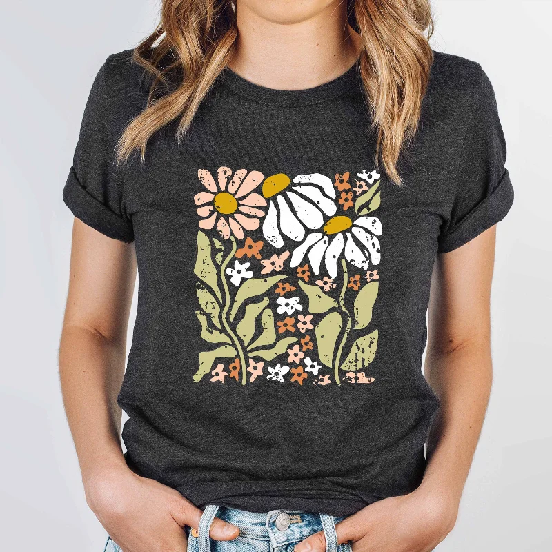 Boho Flower T Shirt Floral Watercolor Wildflowers Meadow Flowers Summer