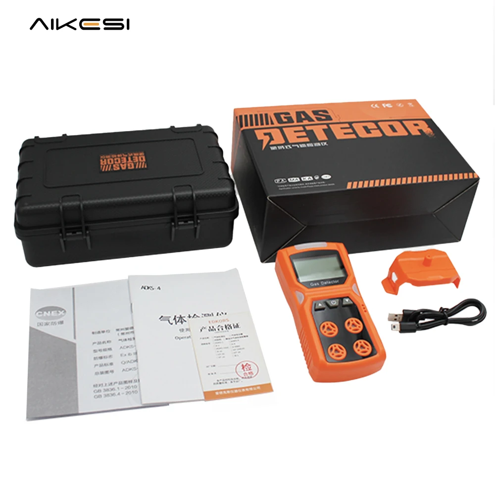 

AIKESI ADKS-4 Ручной O2 CO H2S LEL Мультигазовый тест-монитор Метан Пропан Подключаемый портативный газоанализатор Детектор DDS-датчик