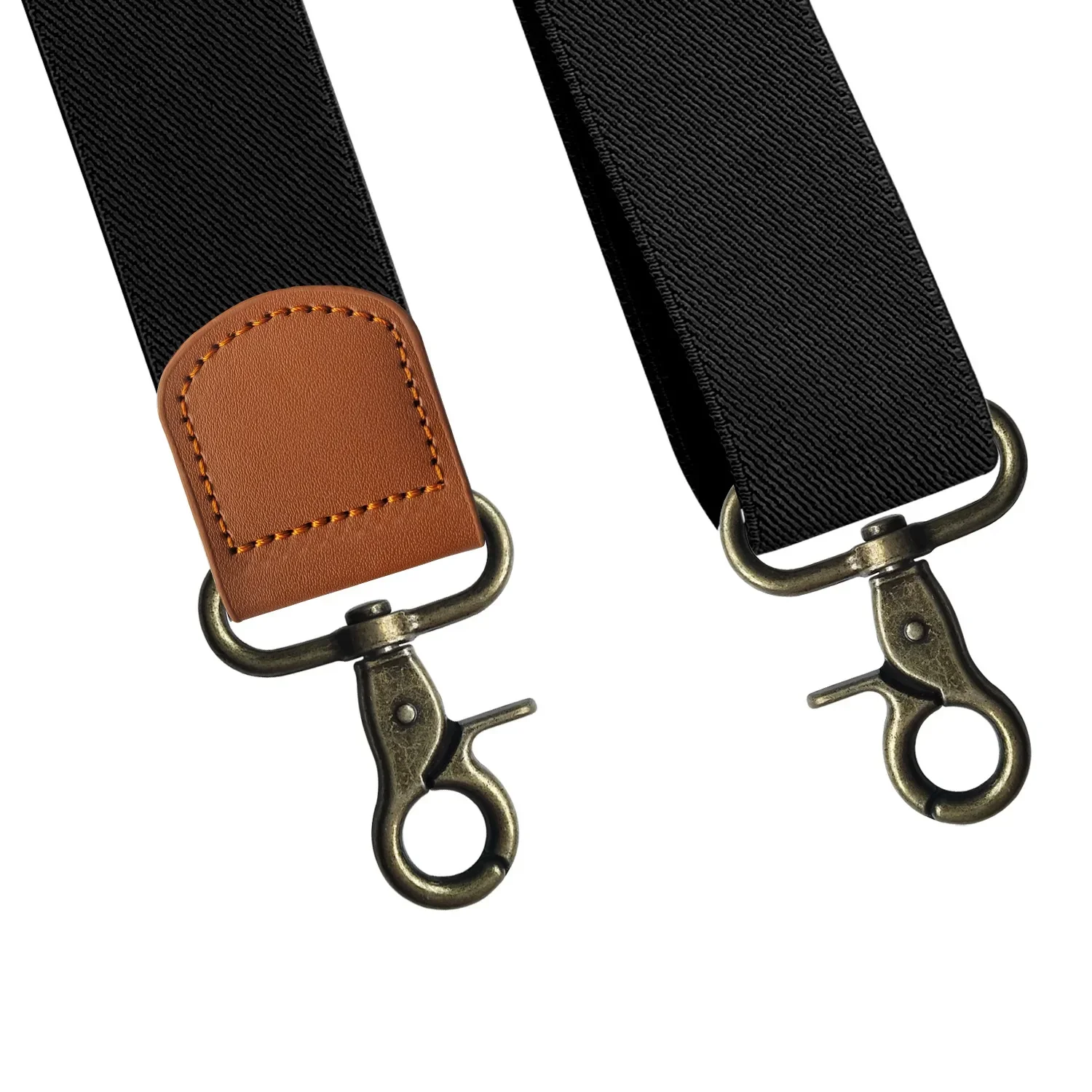 Vintage Suspenders for Men 3.5cm Wide X-Black 4 Bronze Hook Clips Heavy Duty Big Tall Adjustable Elastic Trouser Braces Straps