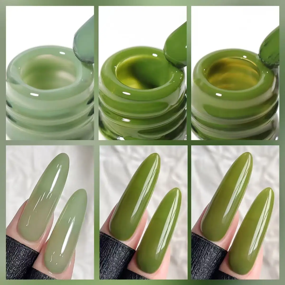 XEIJAYI 3 Colors Nail Gel Polish Set 15ml Avocado Green  Jelly Color Gel Top Coat Polish Uv Permanent Seedling Varnish