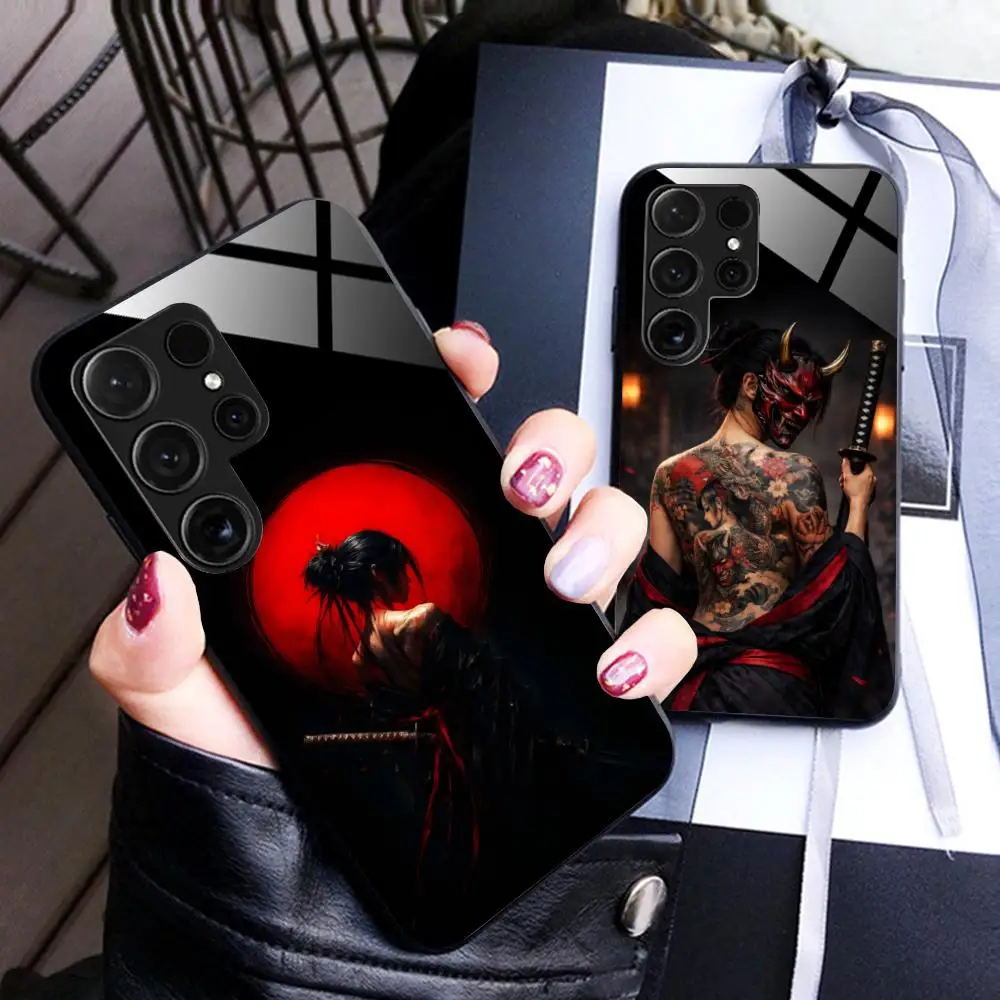 Hannya Girl Samurai Phone Case for Samsung Galaxy A56 55 54 53 52 51 36 35 34 23 16 15 5G Glass Protective Cover