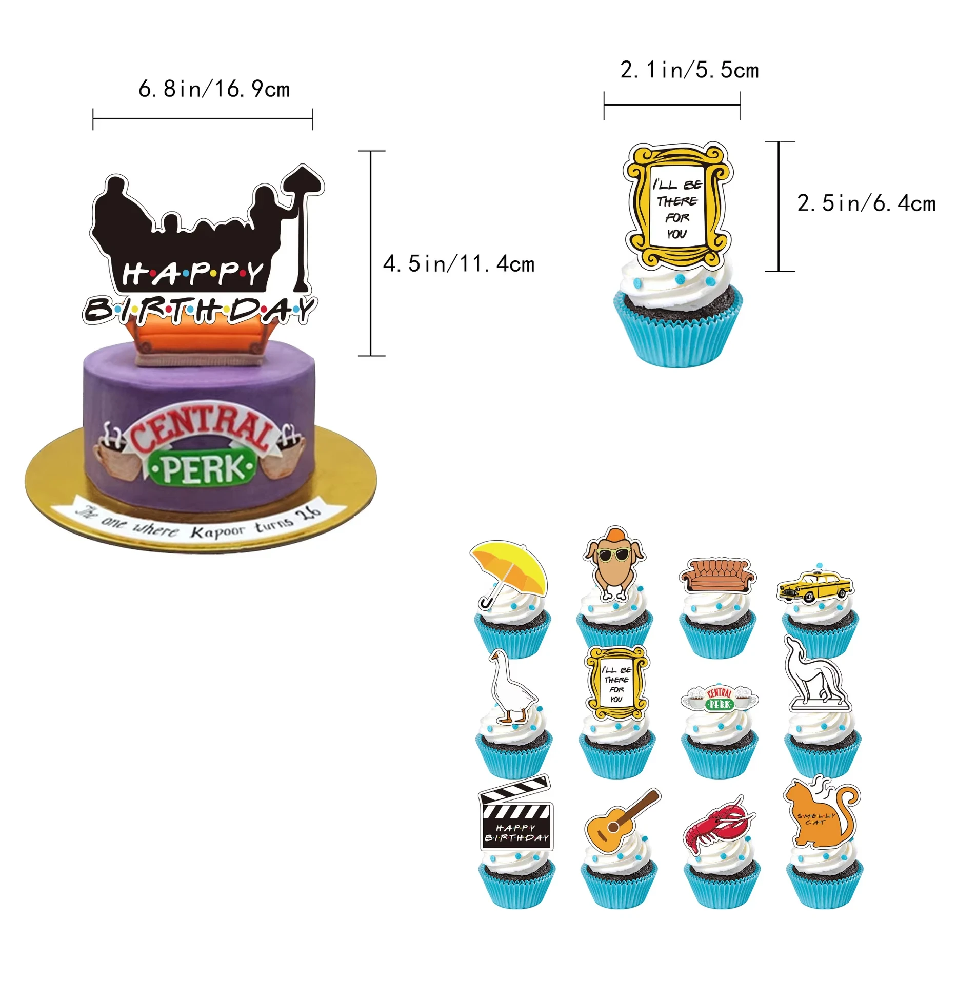 أصدقاء حفلة عيد ميلاد الديكور بالونات عيد ميلاد كعكة توبر عيد ميلاد راية الديكور راية الأصدقاء برنامج تلفزيوني لوازم الحفلات #4