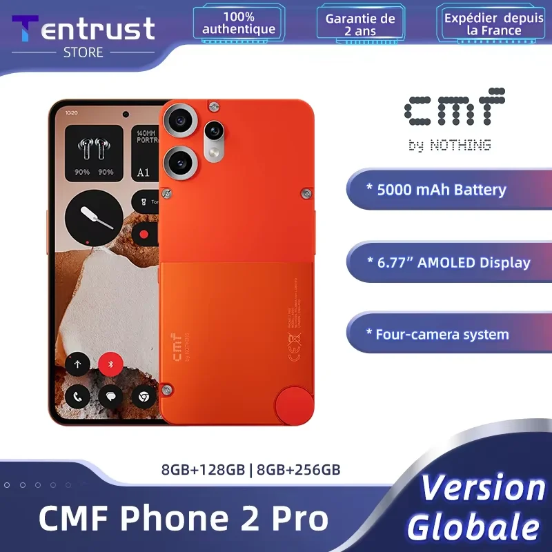 CMF Phone 2 Pro Version mondiale Smartphone 5G MediaTek Dimensity 7300 Pro 5G �cran AMOLED 6,77 pouces Cam�ra principale 50MP Batterie 5000mAh