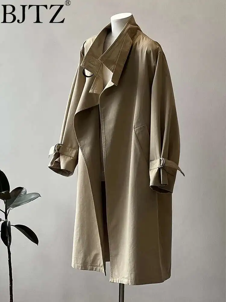 

BJTZ Khaki Windbreaker Women 2025 Autumn New Loose Versatile Vintage Office Lady Female Trench Overcoat