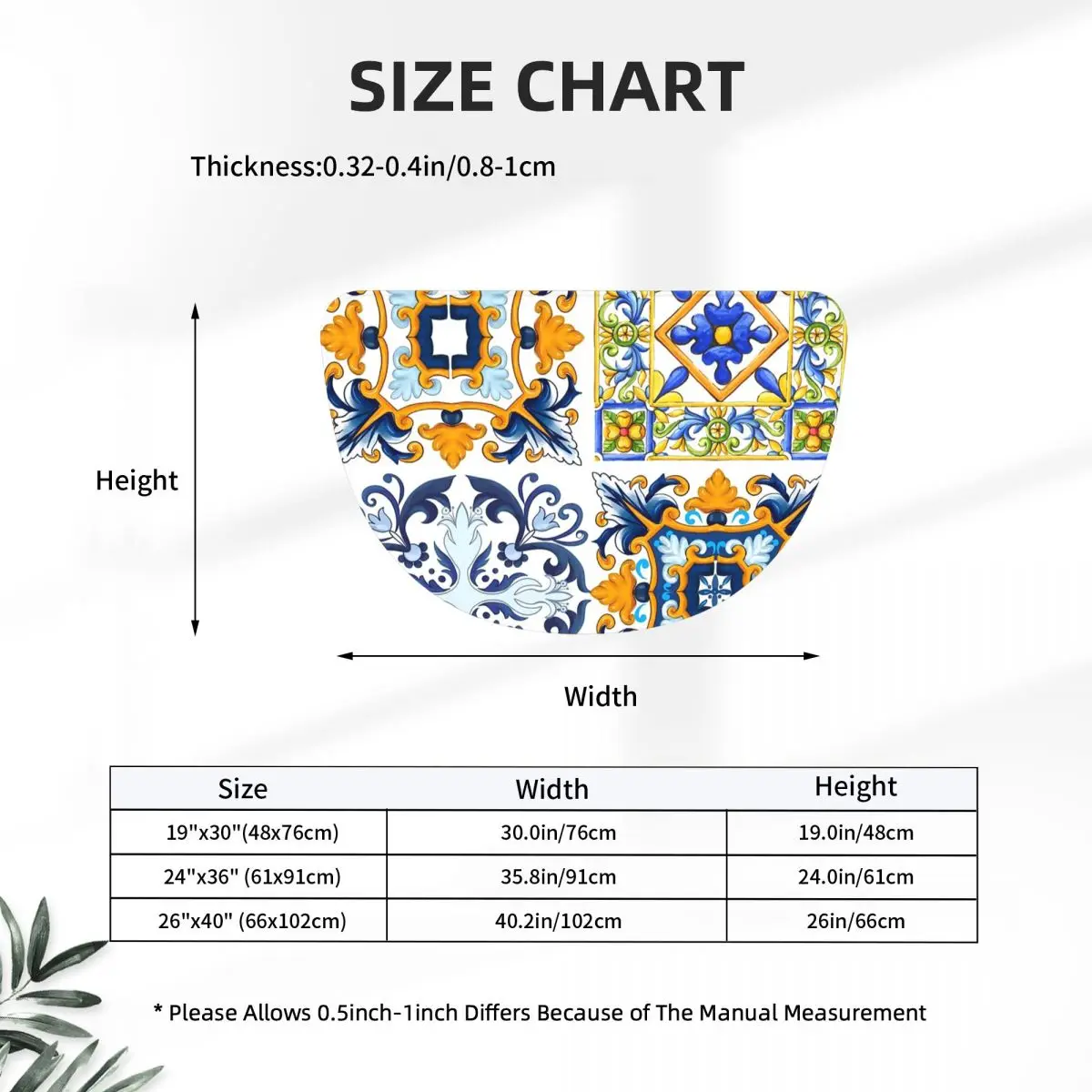 Copy Of Sicilian Tiles,mediterranean,mosaic,ornamental Half Round Doormat Non Slip Bathroom Mat Absorbent Floor Carpet Garage