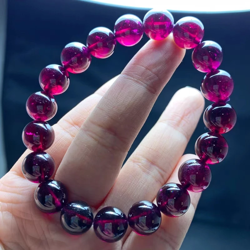 Imagem -02 - Pulseira de Miçangas Redondas para Mulheres e Homens Natural Purple Garnet Clear Stretch Pulseira Aaaaaaa mm mm