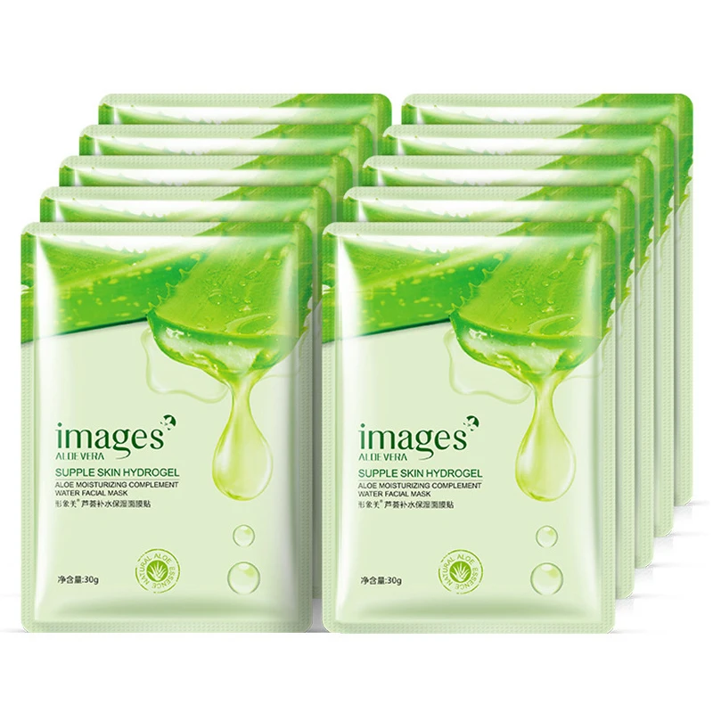 

10pcs Aloe Vera Moisturizing Face Mask Natural Aloe Gel Oil Control Shrink Pores Firming Facial Masks Cosmetics Skin Care