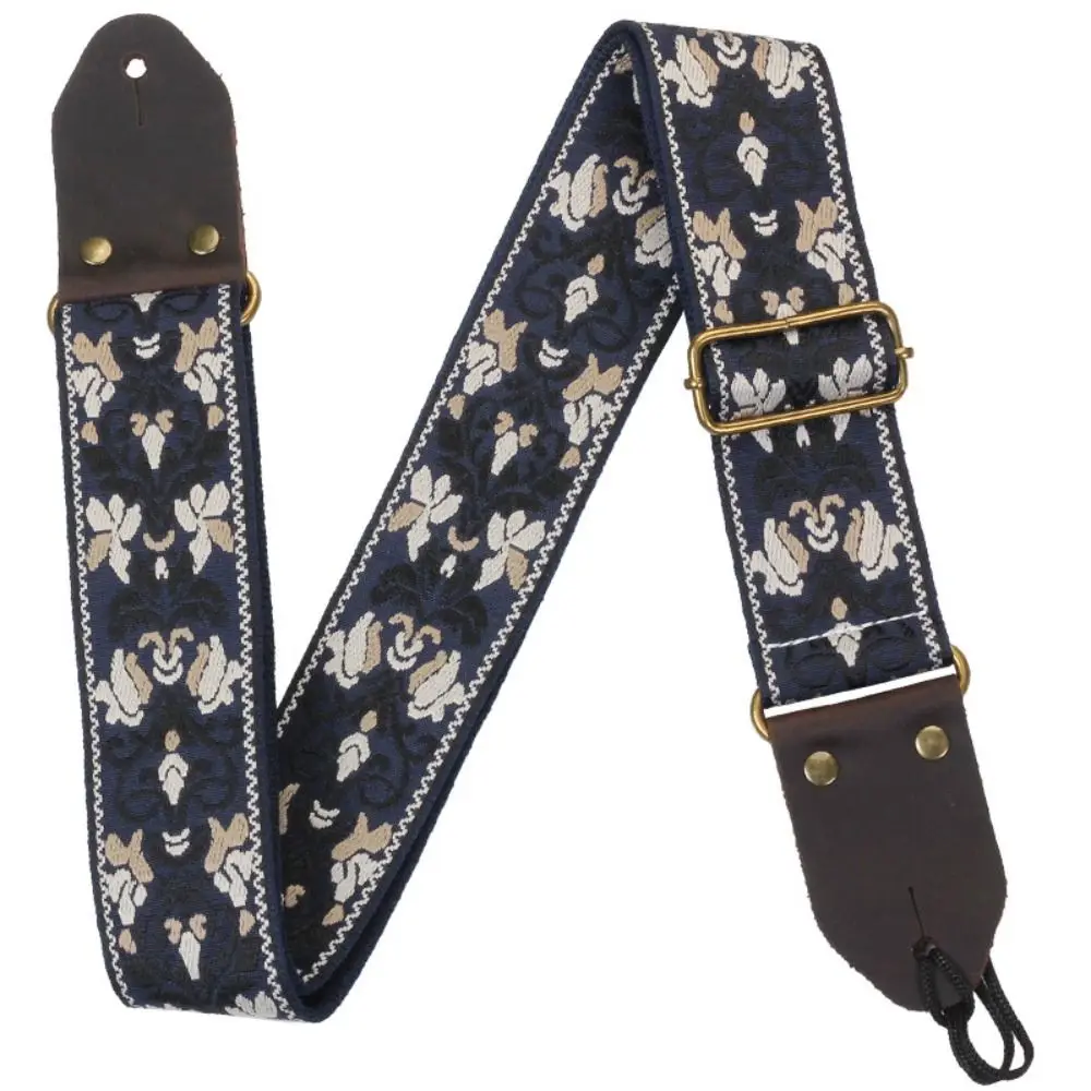 Embroidered Guitar Strap Jacquard Nylon Electric Guitar Shoulder Belt Instrument Accessories Adjustable Bass Shoulder Band