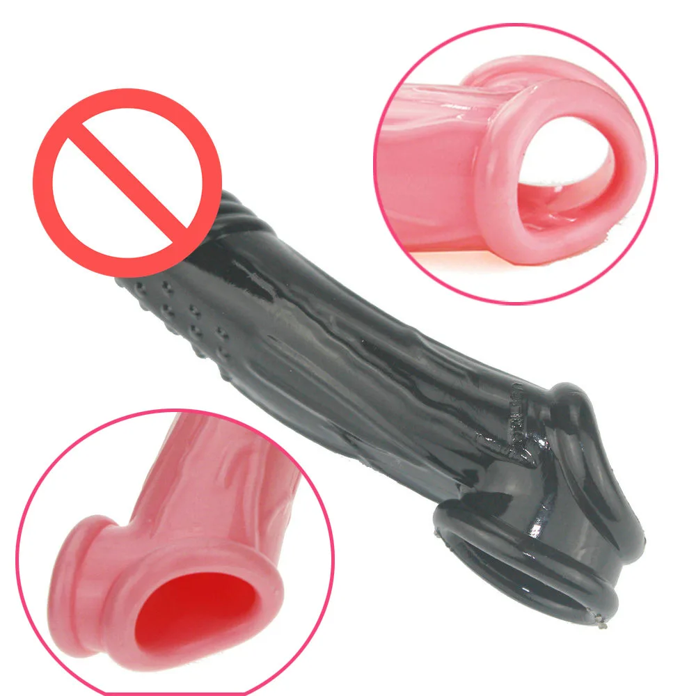Enlarge Penis Sleeves Bold Delay Condom For Men Lasting Cock Ring Sex Toys For Man Adult Reusable Impotence Extend sizeDildo