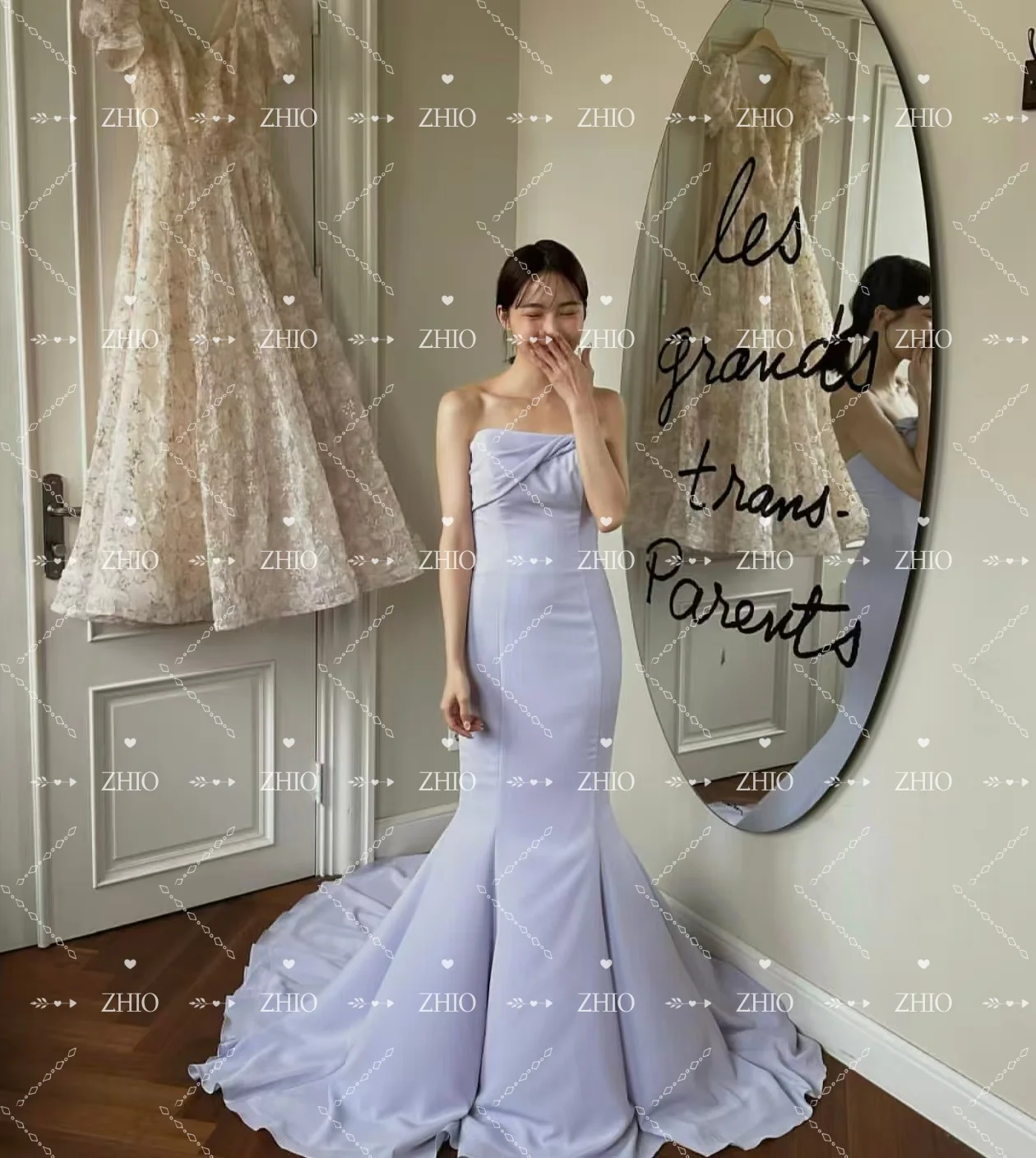 ZHIO كلاسيكي لافندر حورية البحر فستان الزفاف بدون حمالات سويب تراين كوريا صورة تبادل لاطلاق النار فستان استقبال الزفاف مخصص ستنسخ #4