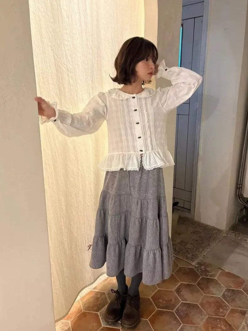 

Retro High Waist Multi-Layered Tulle Skirt with Lace Trim for Women Breathable Skin-Friendly Cake Skirt Sle A-Line Skirt