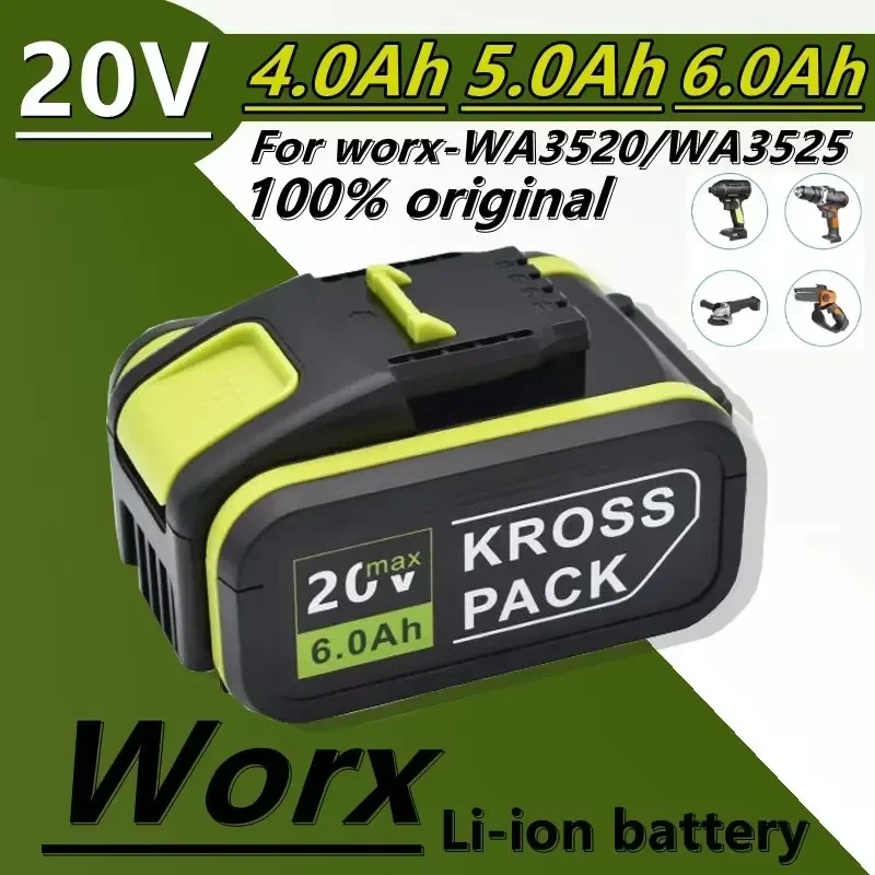 

New WORX Original Lithium-ion Battery, 20V 4.0Ah/5.0Ah/6.0Ah WA3553，WA3551，WA3551，WA3572，WA3553，WX390，WA3551，WX178，WU268