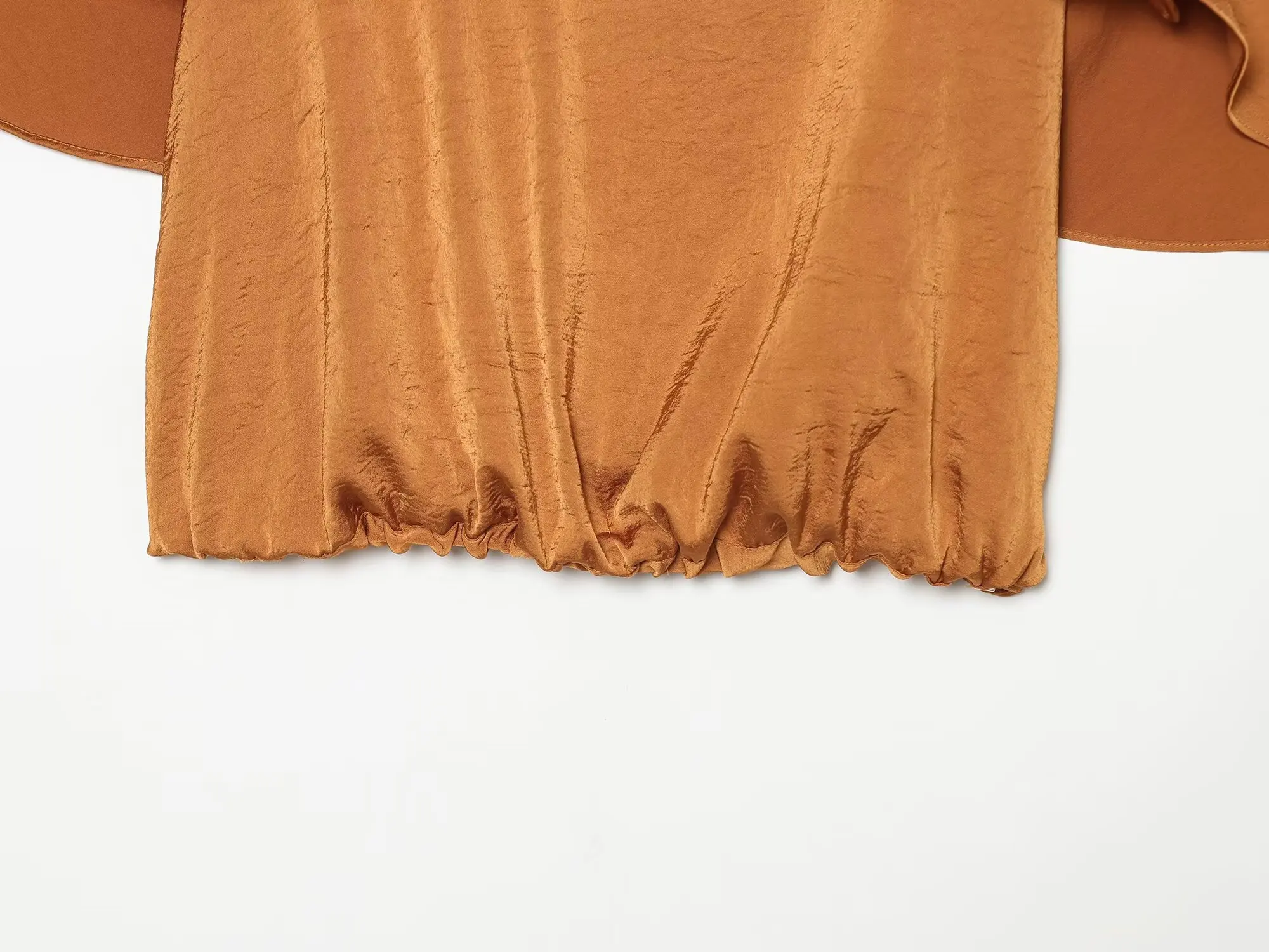 Damenmode Einfarbige Sets Freizeit Kurzarm O-Ausschnitt Top + Asymmetrische Faltenhose Sommer Herbst Urlaub 2-teilig – Detail 11