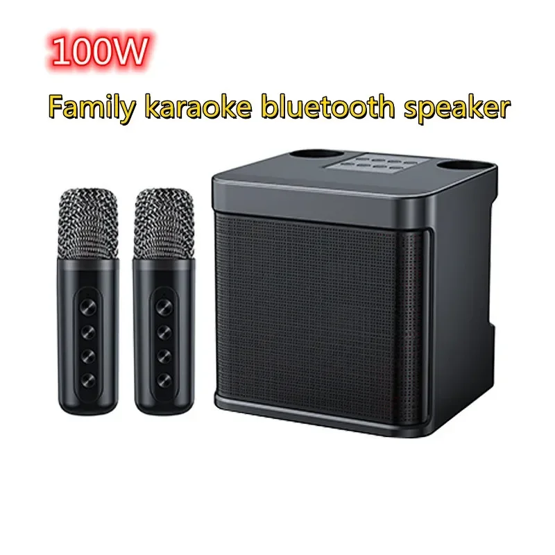 Dual Microphone Bluetooth Speaker 100W High Power Subwoofer Portable KTV Variable Sound Boombox HIFI Stereo Soundbar TF USB AUX