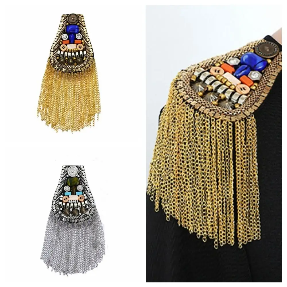 Jewelry Epaulet Tassel Chain Shoulder Board Shoulder Flash Punk Fringe Shoulder Mark Cool Alloy Beads Epaulette Gift