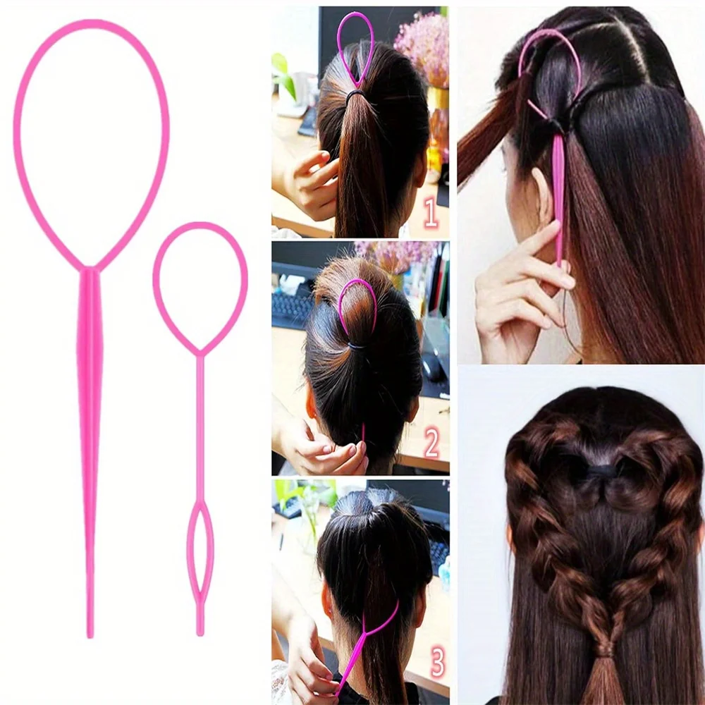 Pink 8-Piece Hair Brush Set with 4 Hair Tail Tools Bristle Teasing Brush Edge Control Brush & 2 Metal Pin Rat Tail Combs for Wom