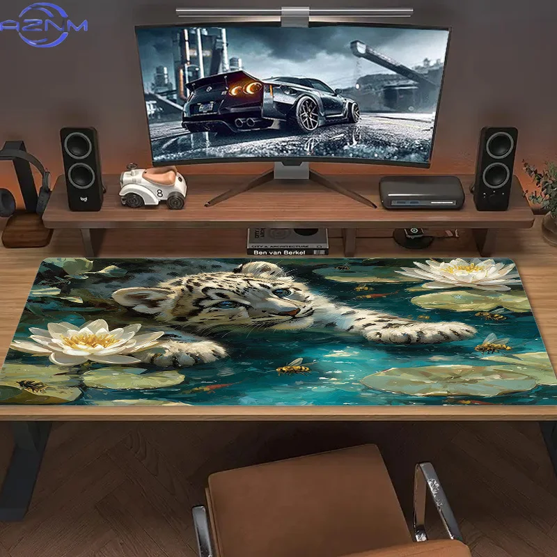 Pond for Lotus Cheetah Pattern Office Laptop Gaming Mouse Pad, Birthday Gift, Christmas Gift, Valentine's Day Gift Mouse Pad
