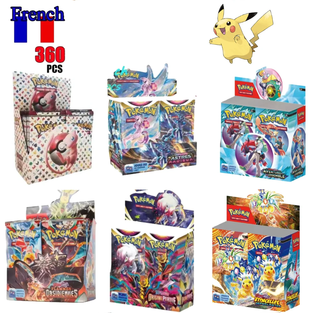 360 pièces carte Pokemon française ASTRES RADIEUX ORIGINE PERDUE FLAMMES OBSIDIENENS 151 Pokémon Booster carte de combat Collection