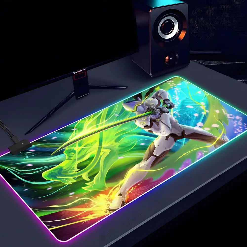 

Anime Gaming Girl Overwatch Mouse Pad RGB Luminous 900X400mm Large Table Mat Non-slip Extra Large Game Office Mouse Pad