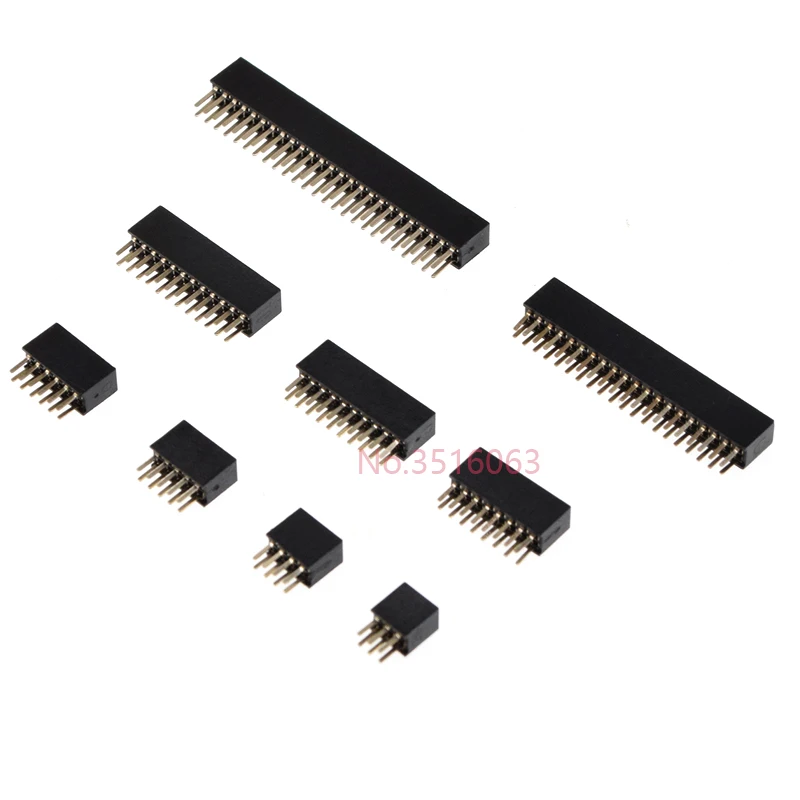 10PCS 2*2/3/4/5/6/7/8/10/12/16/20/40 Pin Double row Straight Pin Female Header 1.27MM Pitch Strip Connector Socket 8/10/16/20/40