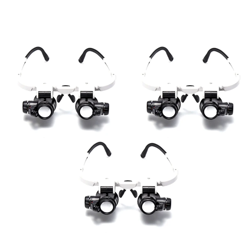 

3Pcs 8X 15X 23X Double Eye Loupe Head Wearing Repair Jeweler Watch Clock Magnifier Illuminated Magnifying Glass