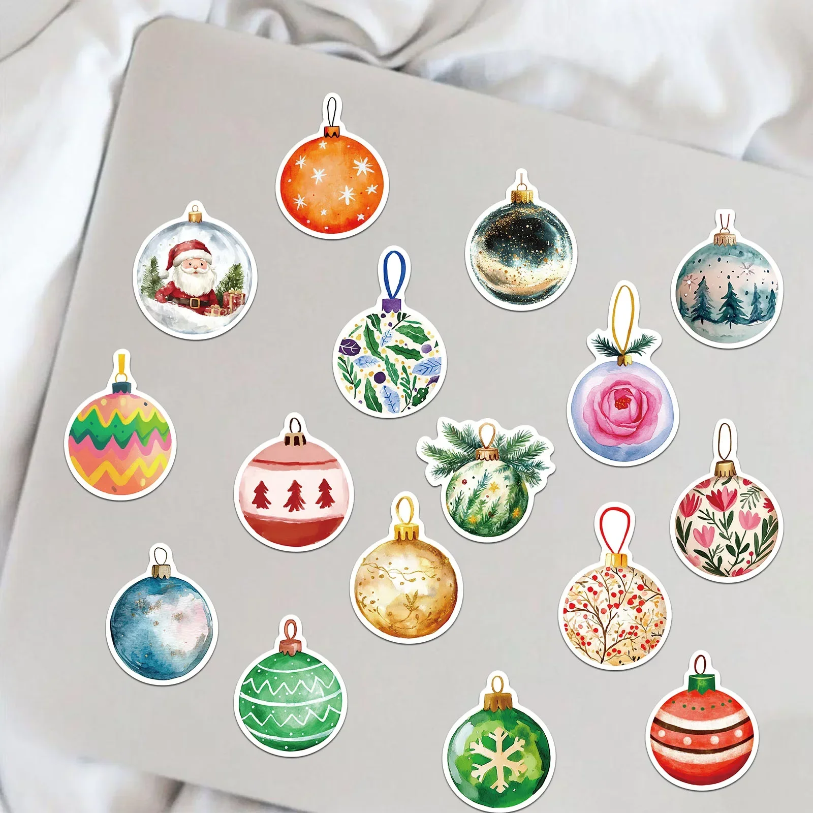 56pcs Christmas Ball Stickers Exquisite Handheld Account Materials Phone Cases Laptop Suitcases Water Cups Scrapbooking Stickers