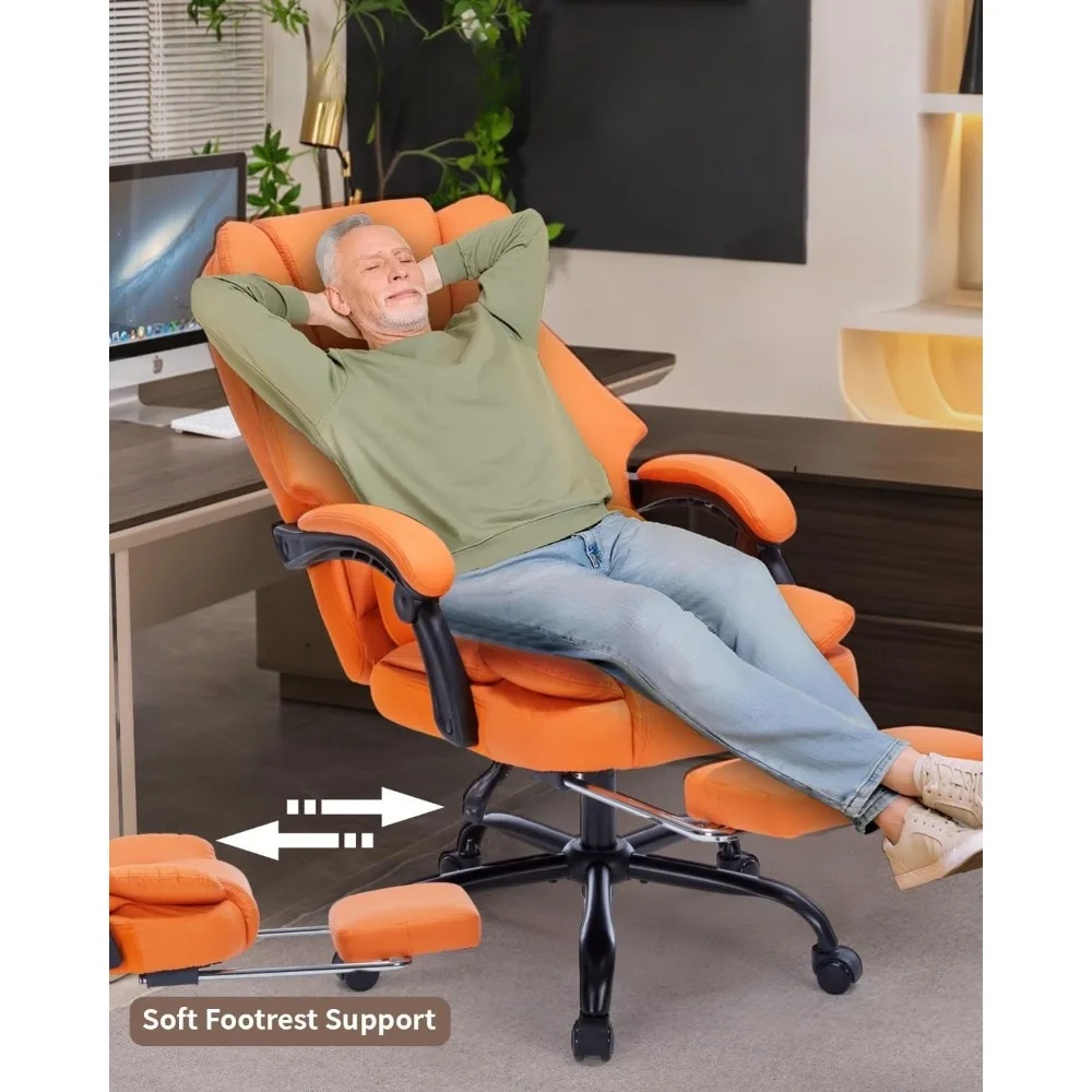 

Office Chair with Foot Rest, Executive Office Chair with Arms, with Wheels and Lumbar Support,Reclining Computer Chair