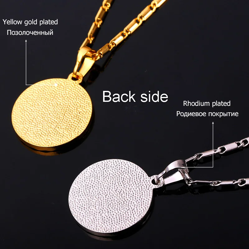 U7 14K Gold color Coin US Dollar Sign Necklace for Women Men 20inches with 2inches Adjustable Chain