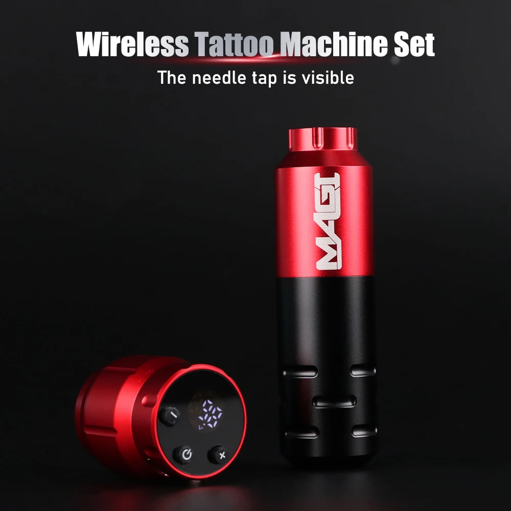 مجموعة ماكينة الوشم اللاسلكية قلم الوشم الدوار مع مصدر طاقة الوشم 1500 مللي أمبير في الساعة أدوات ماكياج دائمة للفنانين المبتدئين