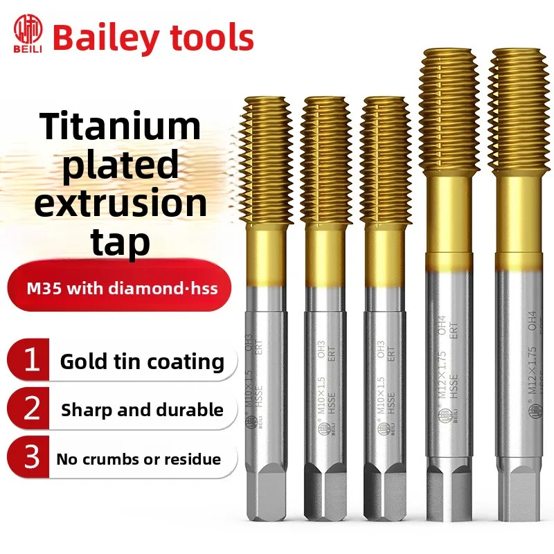 

Titanium coated extrusion tap with cobalt containing machine, using extruded stainless steel wire for tapping M3M4M5M6M8M10M12