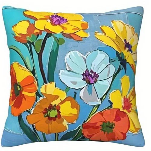 Colorful Floral pattern Double-sided Printed pillow cover Short plush Suitable living rooms bedrooms sofas throw cushion cover